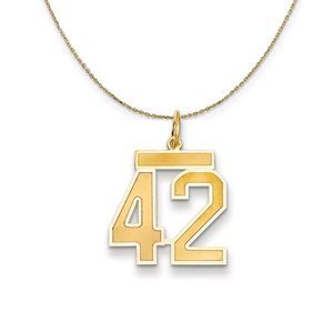 14k Yellow Gold, Jersey, Med Number 42 Necklace - 20 Inch